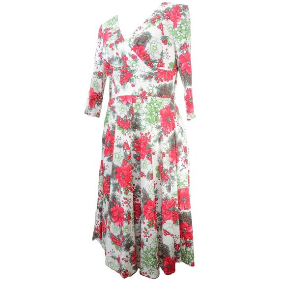 Hell Bunny Festive Poinsettias Midi 50’s Retro Rockabilly Pin-Up Dress Women's L - Picture 10 of 13